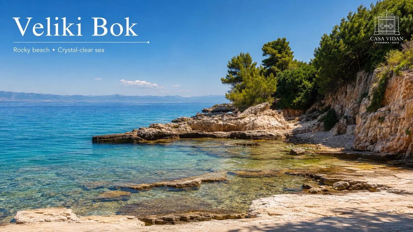 Plaža Veliki Bok u Stomorskoj – stjenovita obala